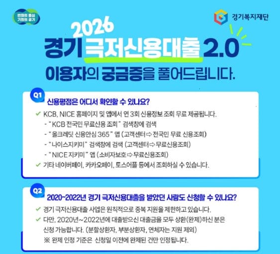 2026 경기 극저신용대출 2.0