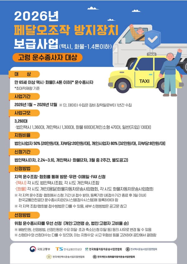 고령 운전자 '페달 오조작 방지 장치' 설치 지원