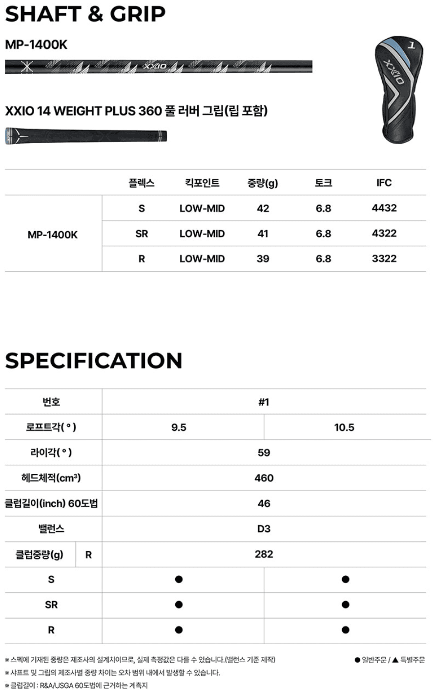 샤프트와 그립 사양